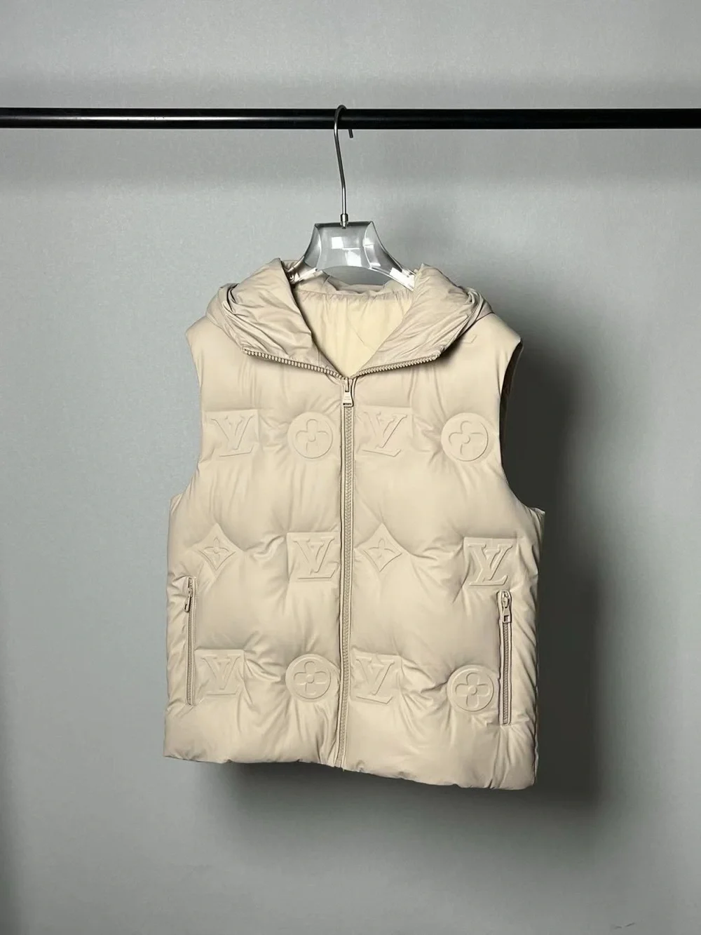 Louis Vuitton Cream Quilted Monogram Hooded Puffer Vest🦋